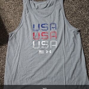 Under Armour Gray USA Stripe Graphic Tank Top